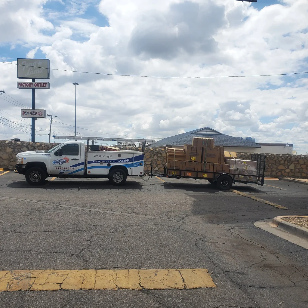 Truck hauling hvac parts